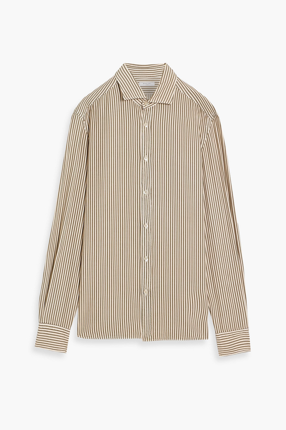 Boglioli Striped Lyocell Shirt In Army Green
