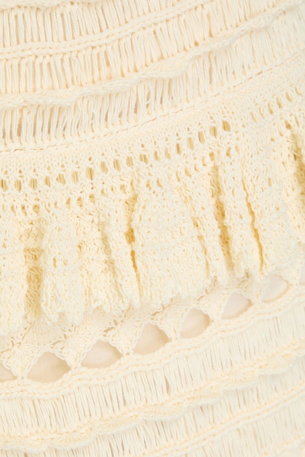 ZIMMERMANN Ruffled crocheted cotton midi skirt