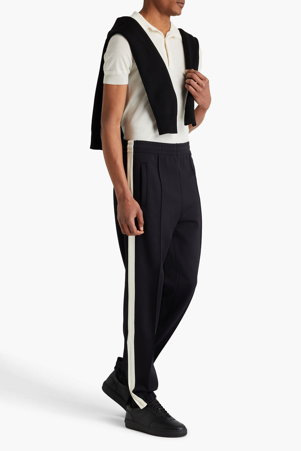 DUNHILL STRIPED JERSEY TRACK PANTS