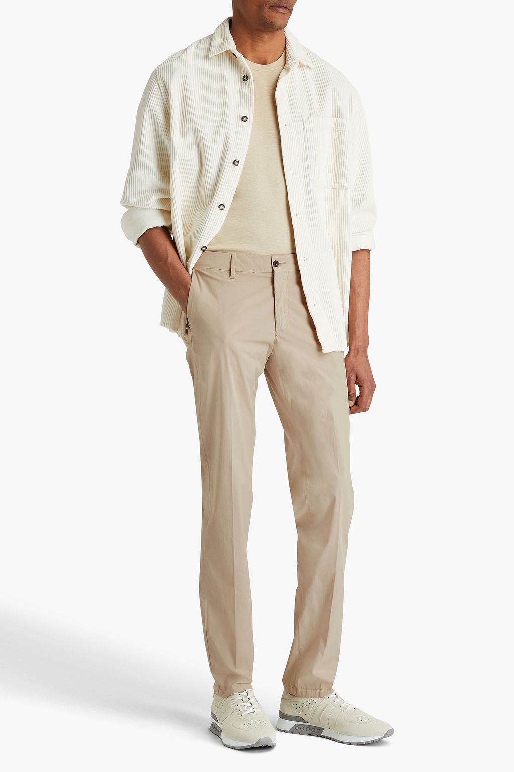 DUNHILL Tapered cotton-blend poplin chinos