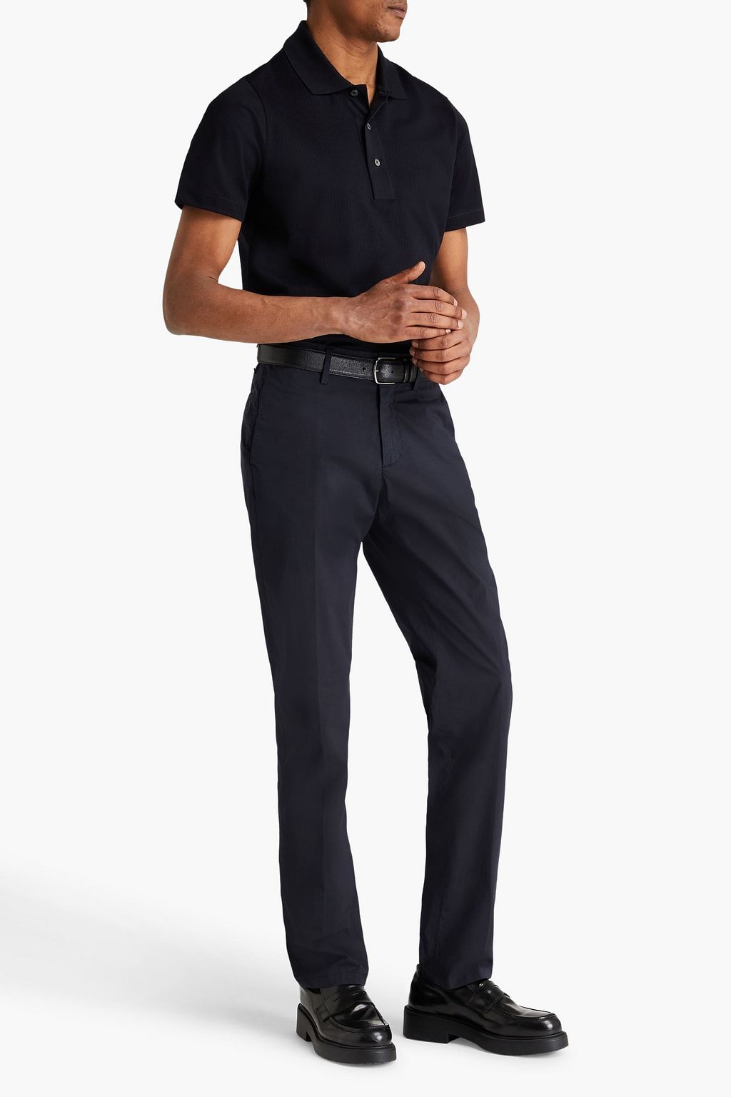 DUNHILL Tapered cotton-blend poplin chinos