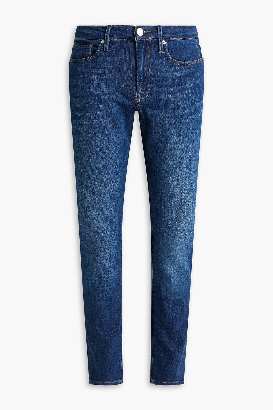 Frame L'homme Slim-fit Faded Denim Jeans In Dark Denim