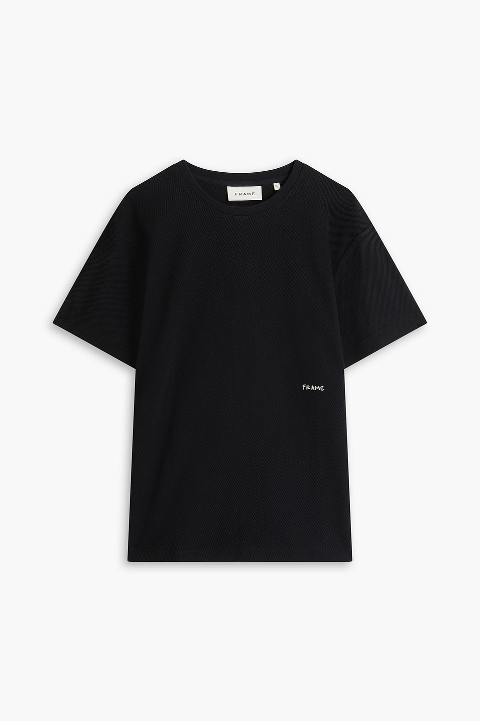Frame Waffle-knit Cotton T-shirt In Black