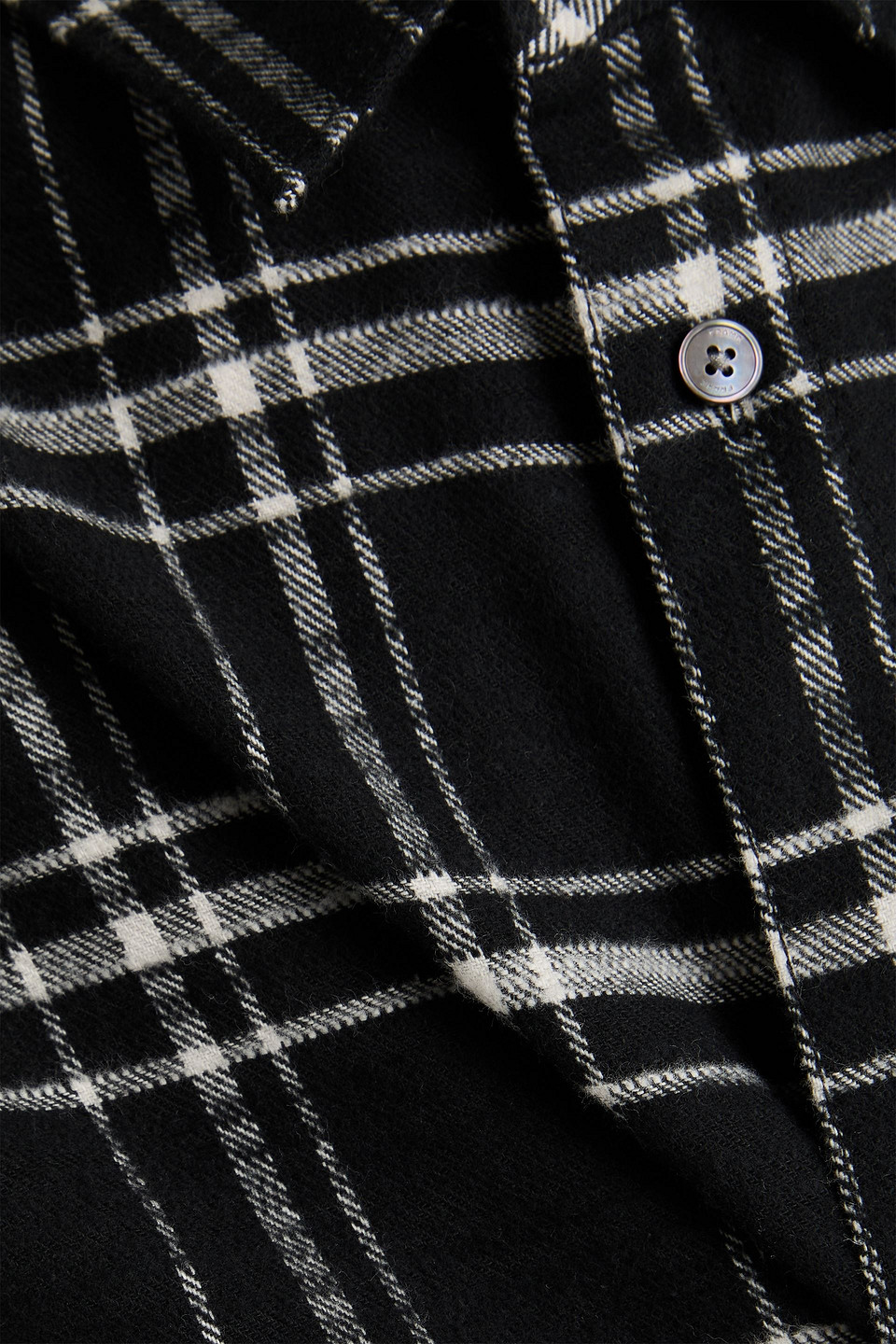 Frame Checked Cotton-flannel Overshirt In Black