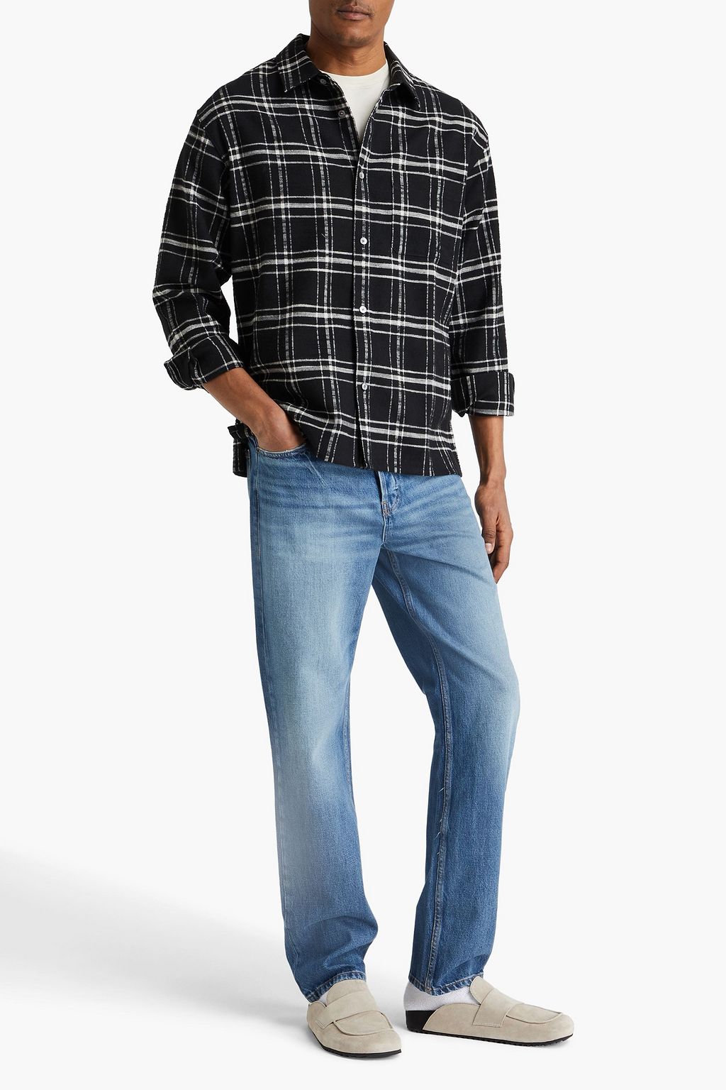 FRAME Checked cotton-flannel overshirt