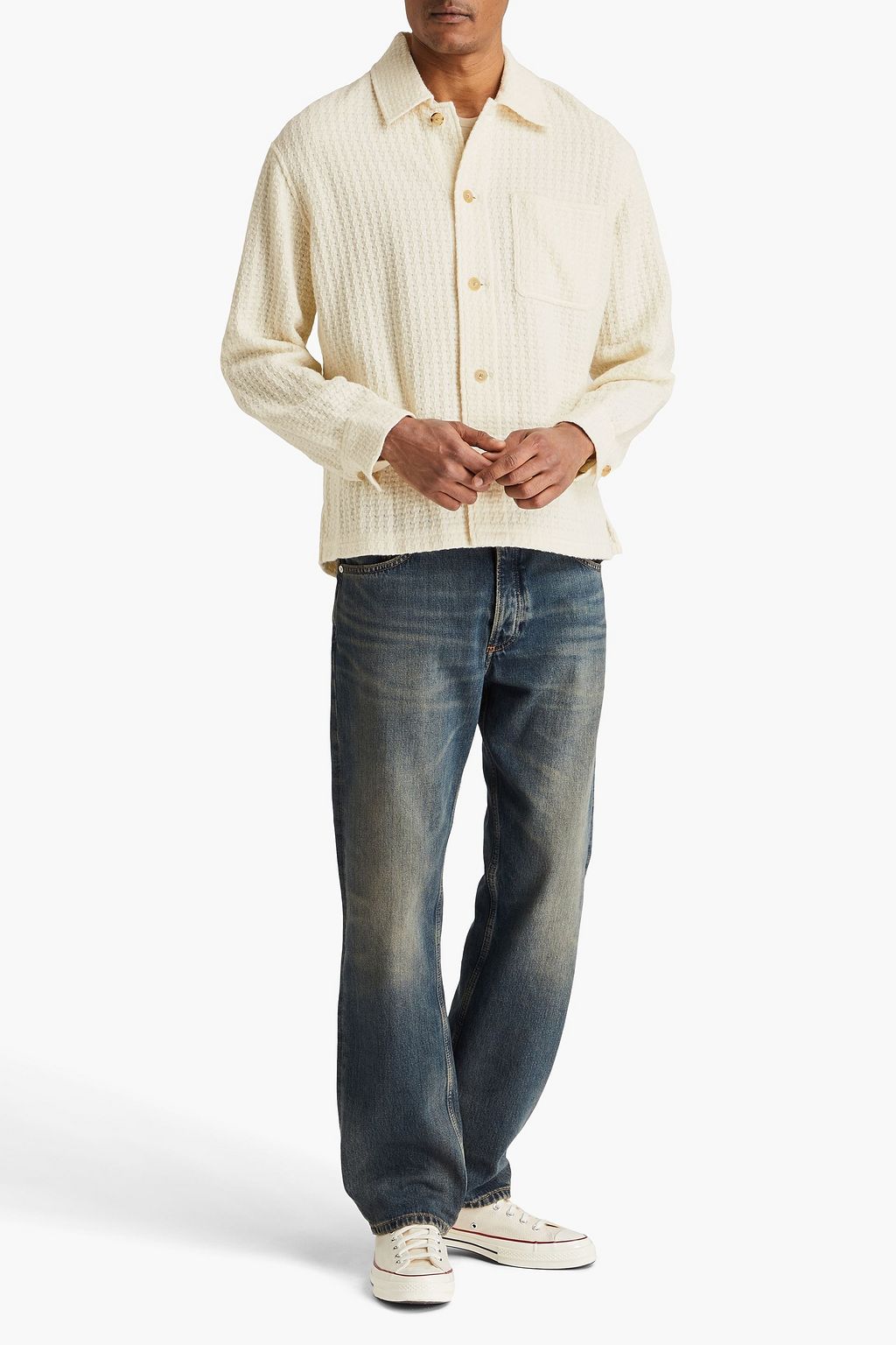FRAME Wool-blend tweed overshirt