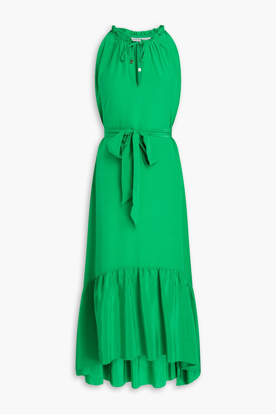 Heidi Klein Ruffled Silk Crepe De Chine Midi Dress In Green