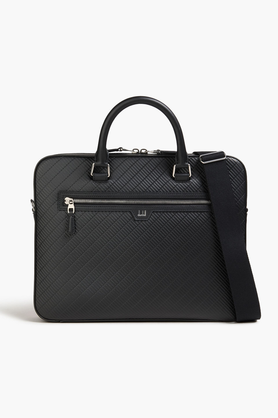 Dunhill Embossed Leather Laptop Bag In Black