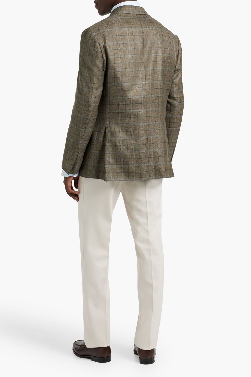 CANALI Prince of Wales checked silk and cashmere-blend blazer