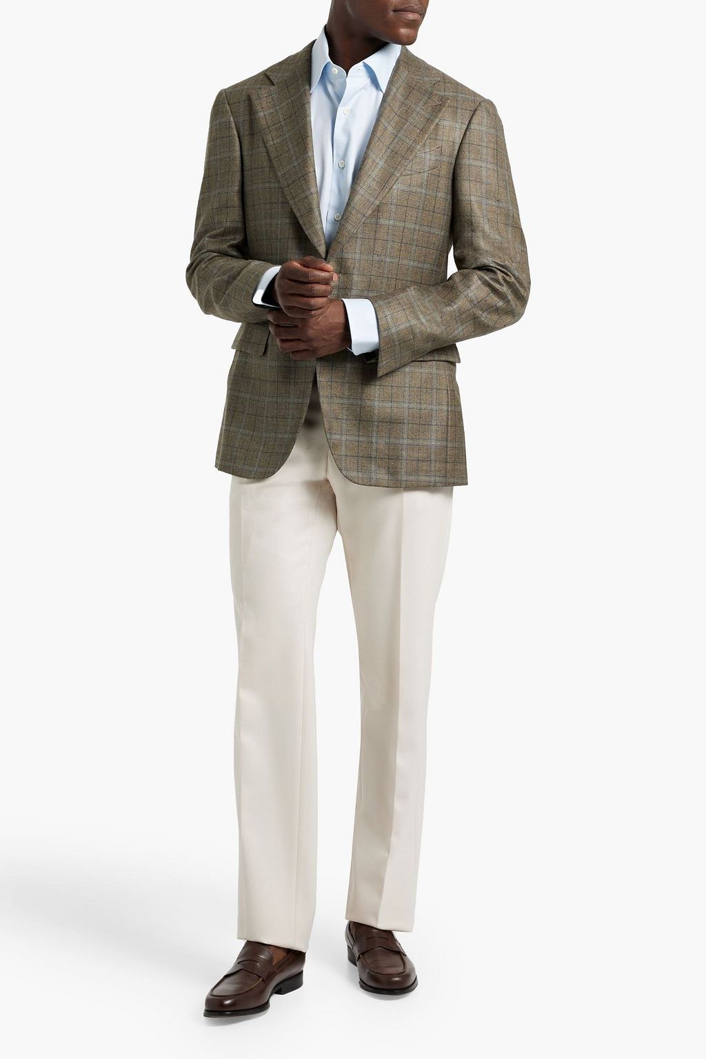 CANALI Prince of Wales checked silk and cashmere-blend blazer