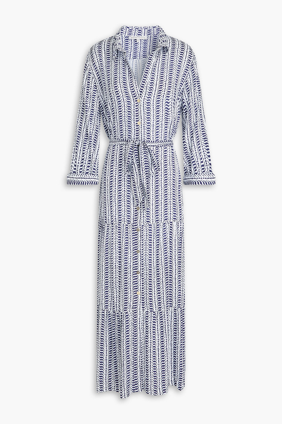 Heidi Klein Printed Woven Midi Shirt Dress In Navy