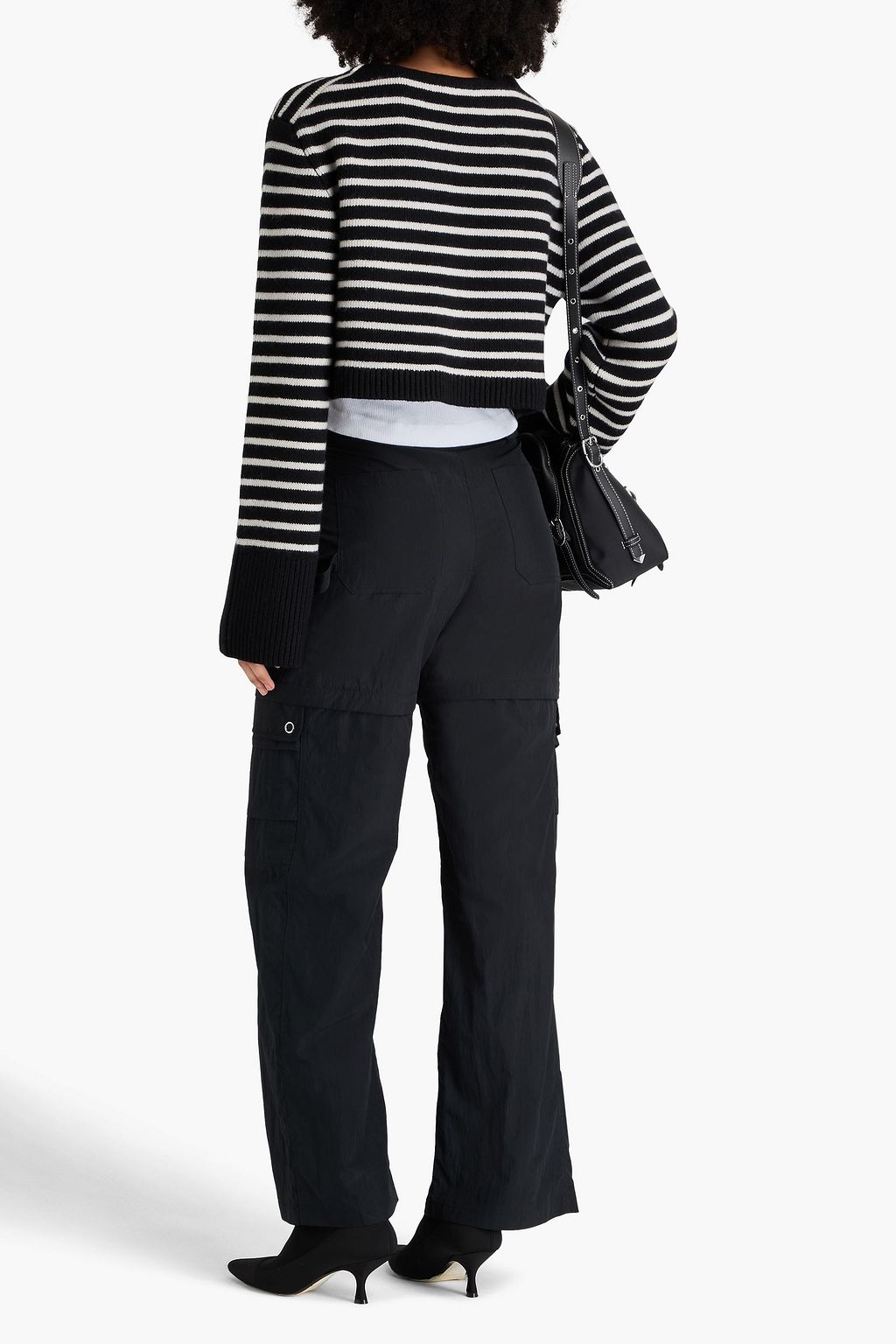 KHAITE Calix cropped striped cashmere-blend cardigan