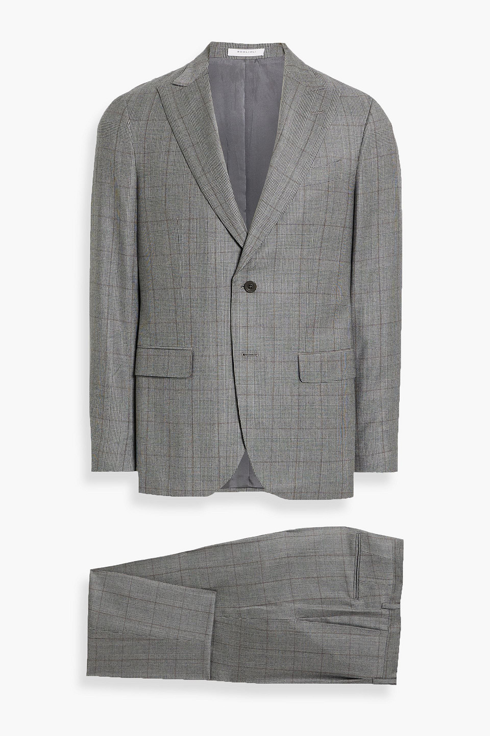 Boglioli Prince Of Wales Checked Wool Suit In Gray