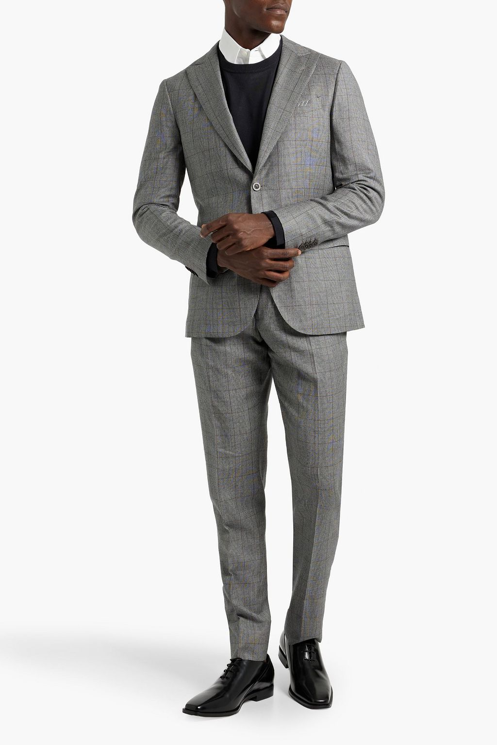 BOGLIOLI Prince of Wales checked wool suit