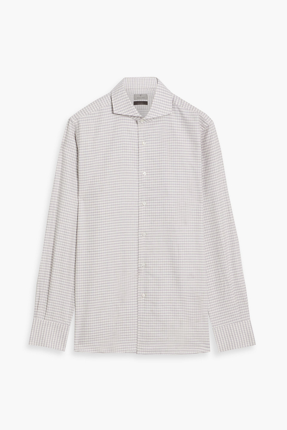 Canali Gingham Cotton And Cashmere-blend Shirt In Lilac