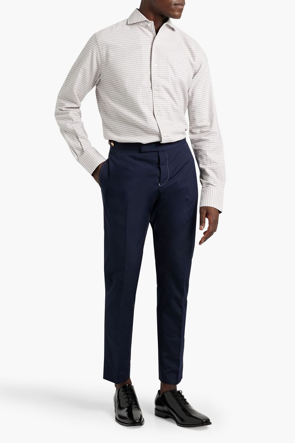 CANALI Gingham cotton and cashmere-blend shirt