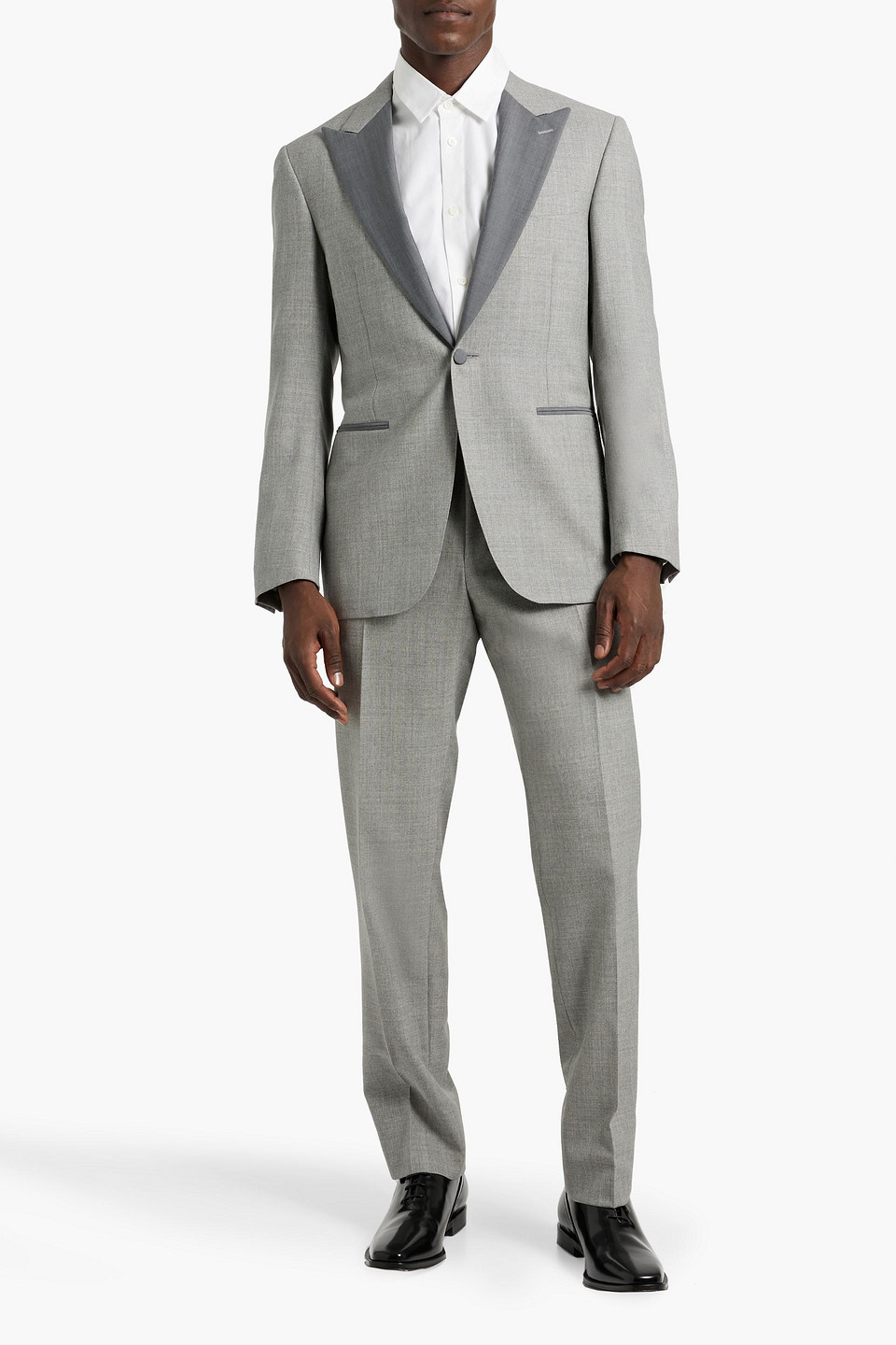 Canali Two-tone Wool Suit In Light Gray