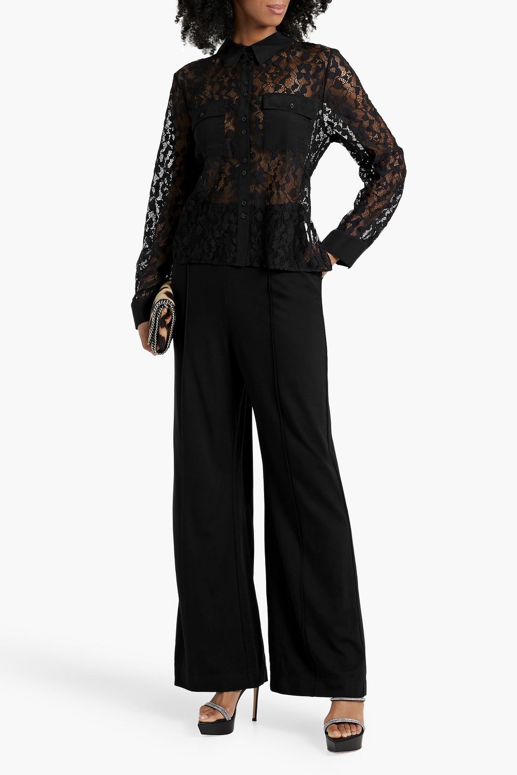 DIANE VON FURSTENBERG Maura crepe and lace wide-leg jumpsuit