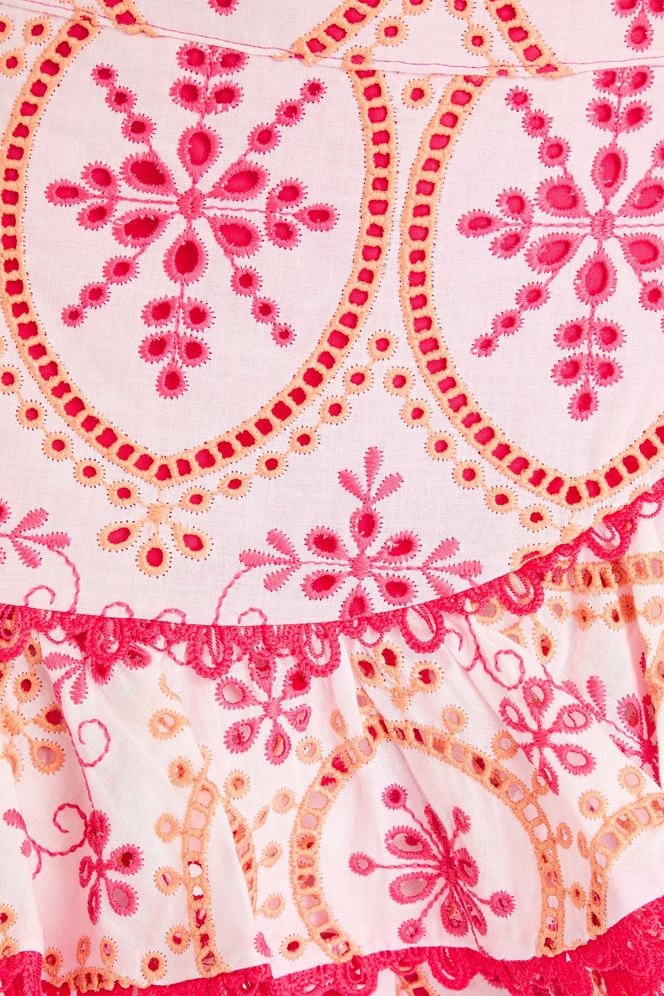 Shop Charo Ruiz Lynx Ruffled Broderie Anglaise Cotton-blend Mini Skirt In Fuchsia
