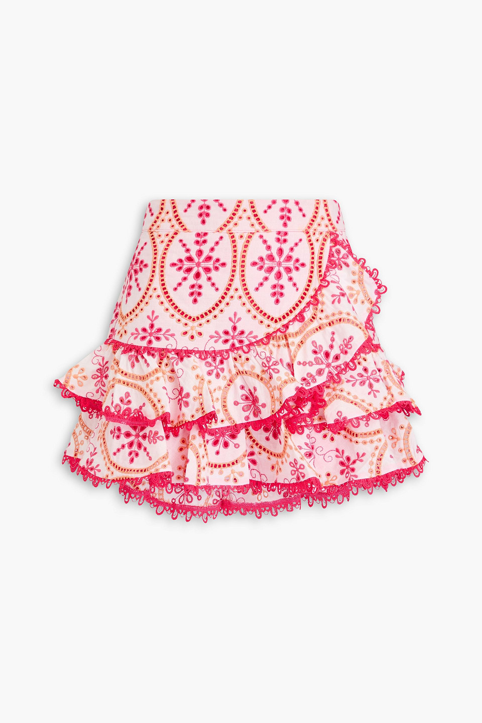 Charo Ruiz Lynx Ruffled Broderie Anglaise Cotton-blend Mini Skirt In Fuchsia