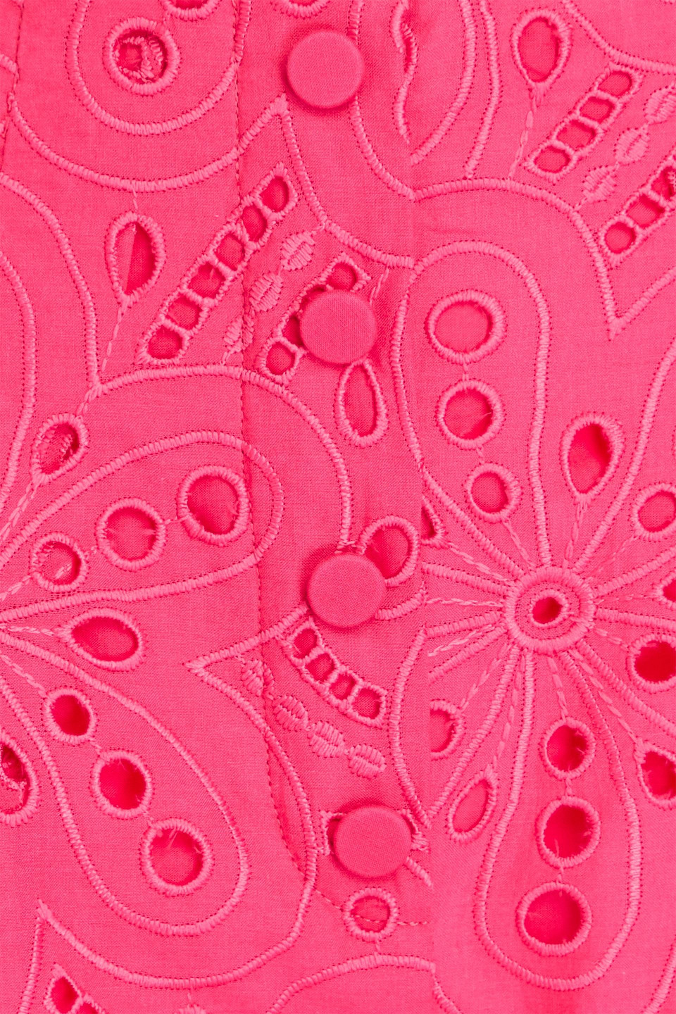 Charo Ruiz Gabrielle Pleated Broderie Anglaise Cotton-blend Shorts In Fuchsia