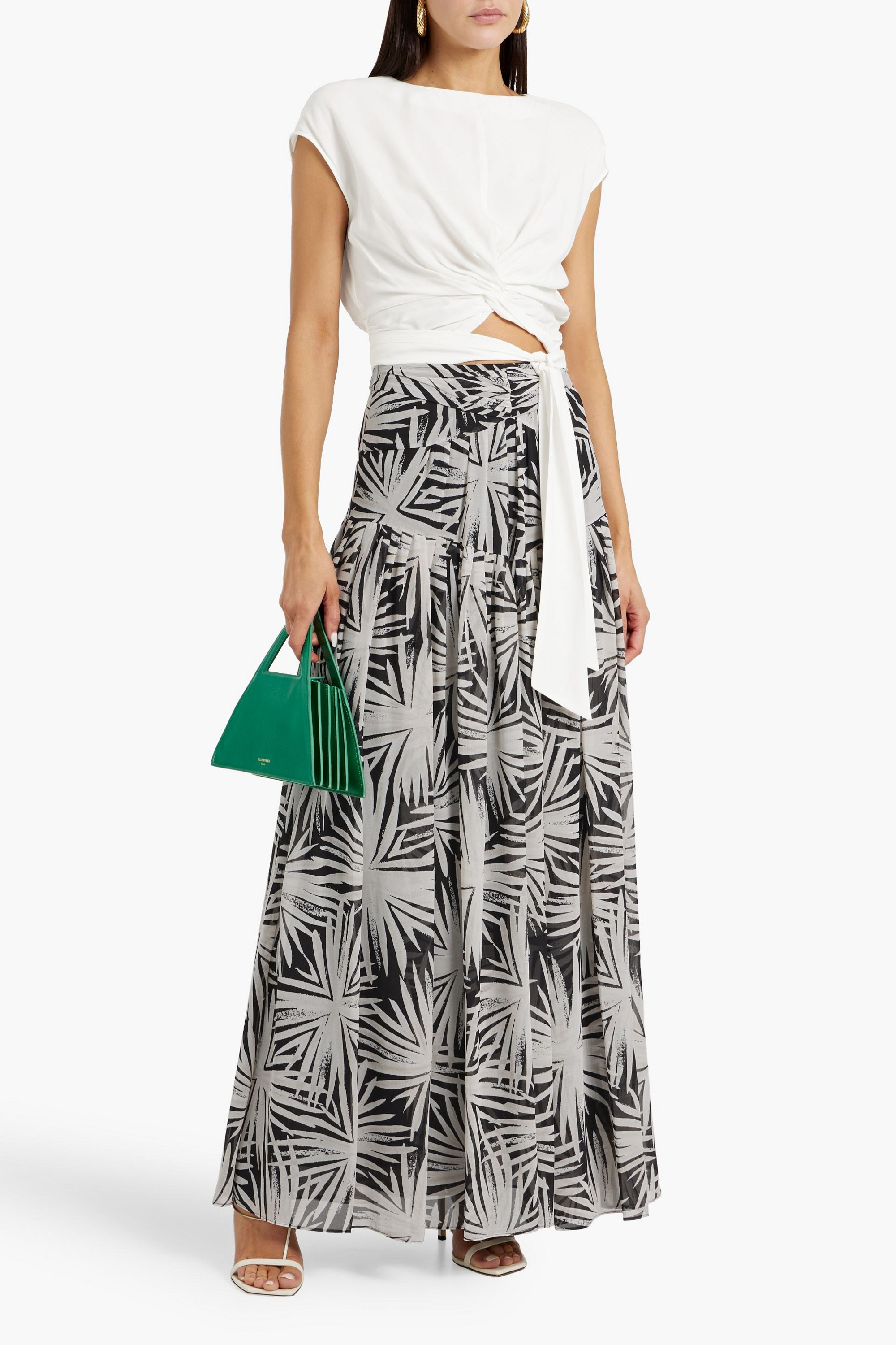 Diane von Furstenberg Amira gathered printed chiffon maxi skirt