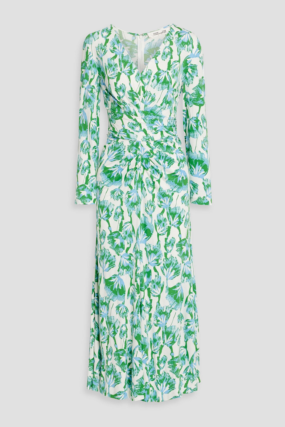 Diane Von Furstenberg Timmy Ruched Floral-print Jersey Midi Dress