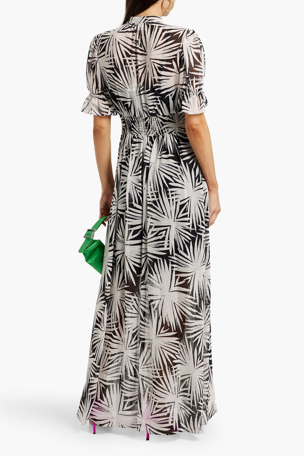 DIANE VON FURSTENBERG فستان إيريكا طويل من الشيفون بطبعات