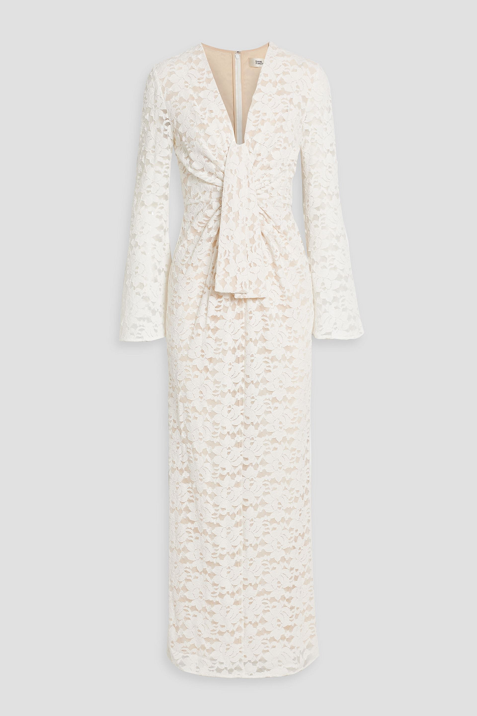 Diane Von Furstenberg Jobin Draped Corded Lace Maxi Dress