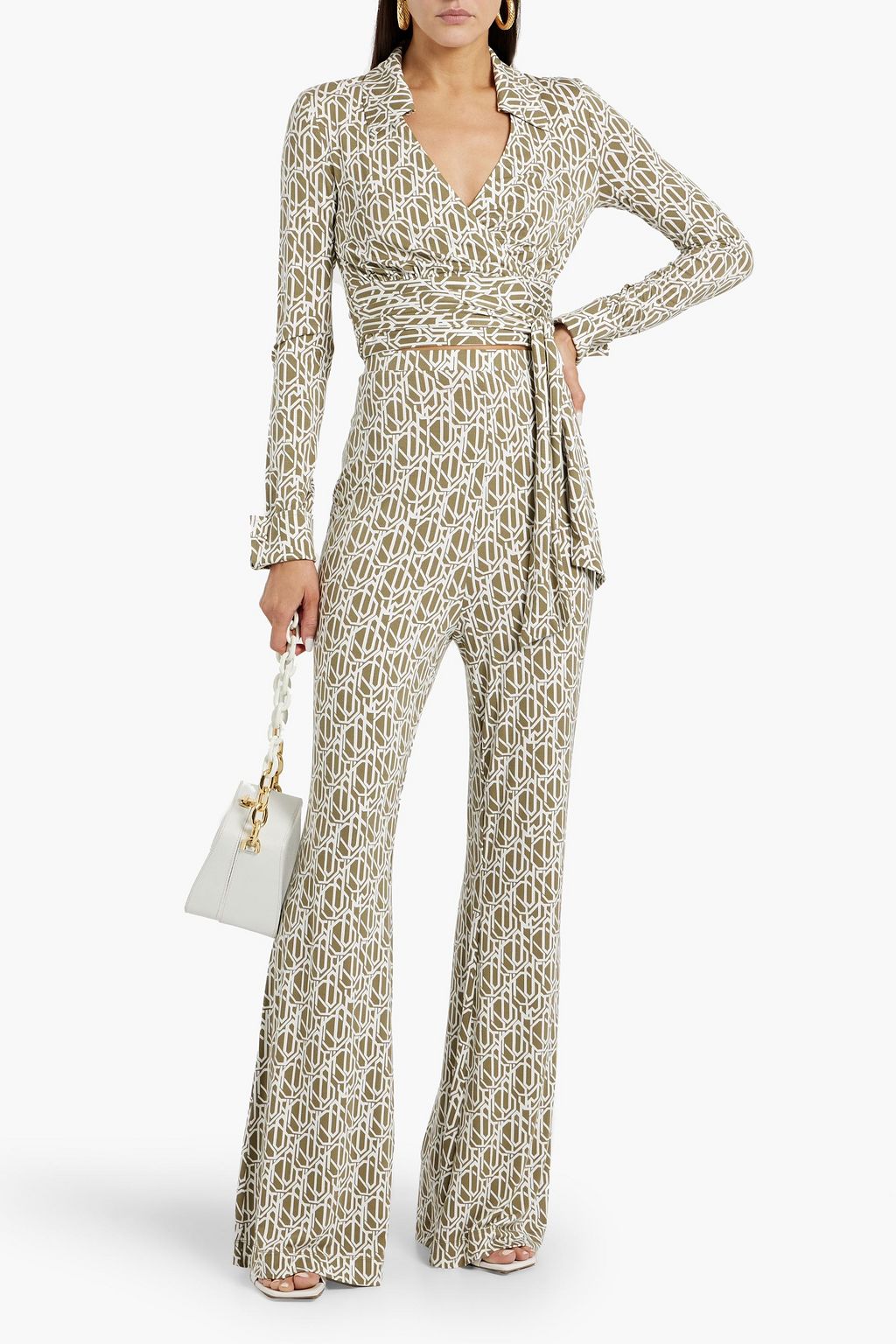 DIANE VON FURSTENBERG Brooklyn printed stretch-jersey flared pants