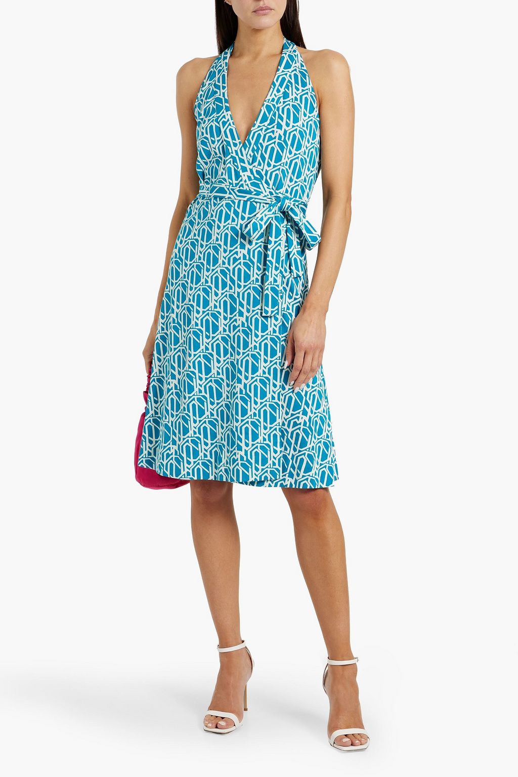 DIANE VON FURSTENBERG Nishi printed cotton and silk-blend jersey halterneck wrap dress
