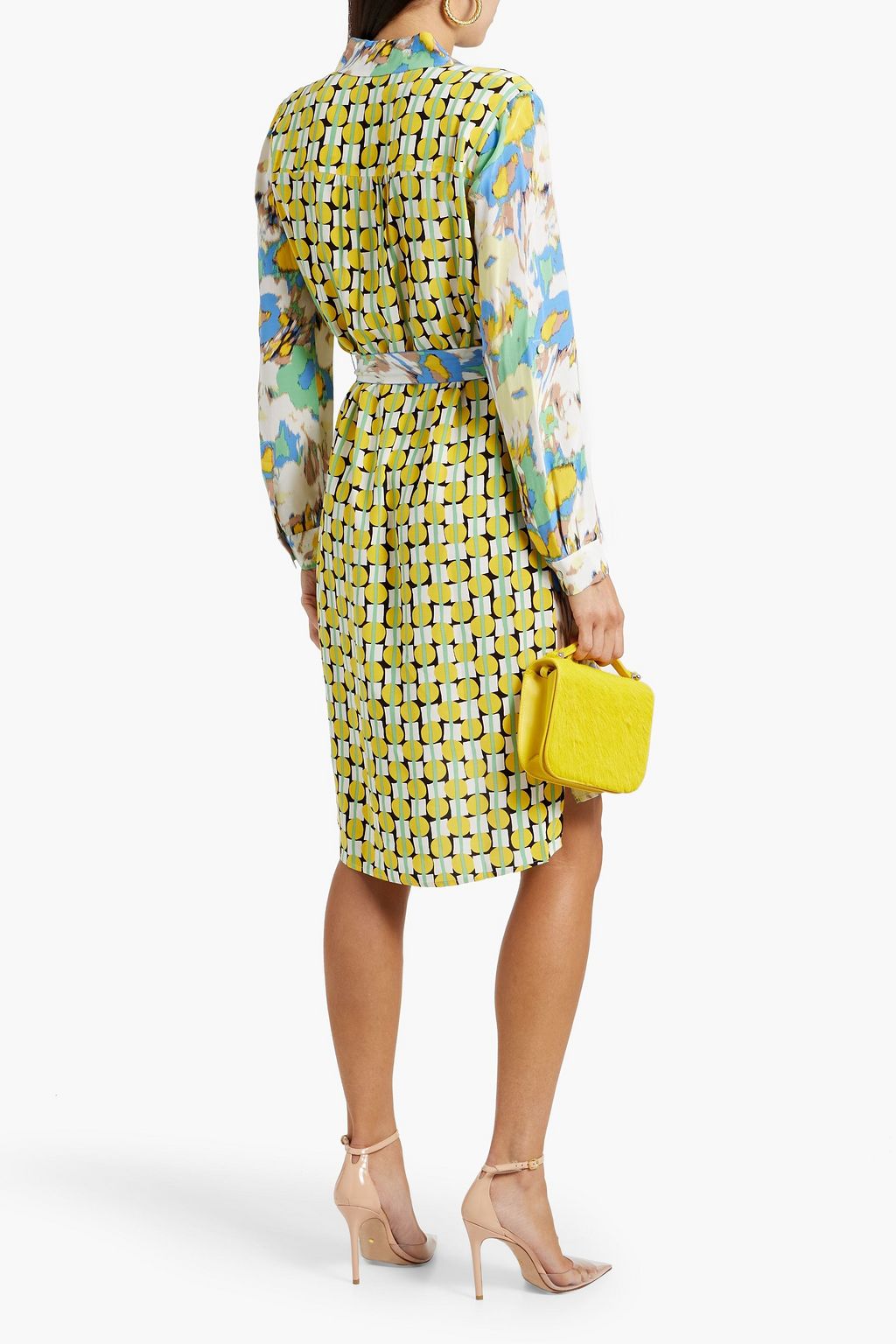DIANE VON FURSTENBERG クレープ シャツワンピース プリント入り