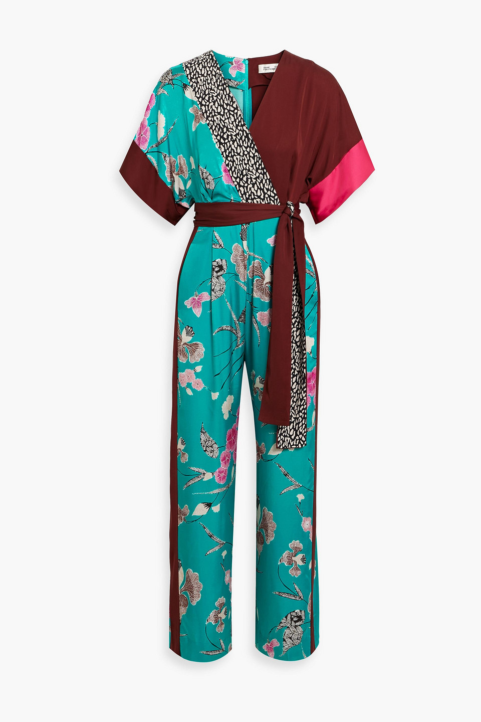 Diane Von Furstenberg Rinna Printed Satin Wide-leg Jumpsuit