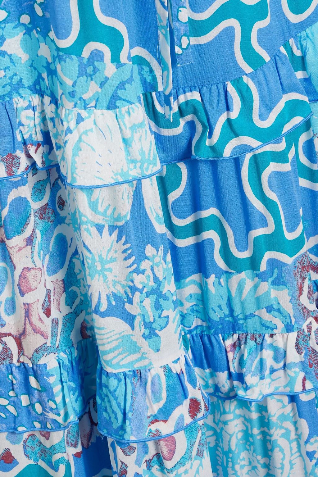 DIANE VON FURSTENBERG 織地 マキシワンピース ティアード プリント入り