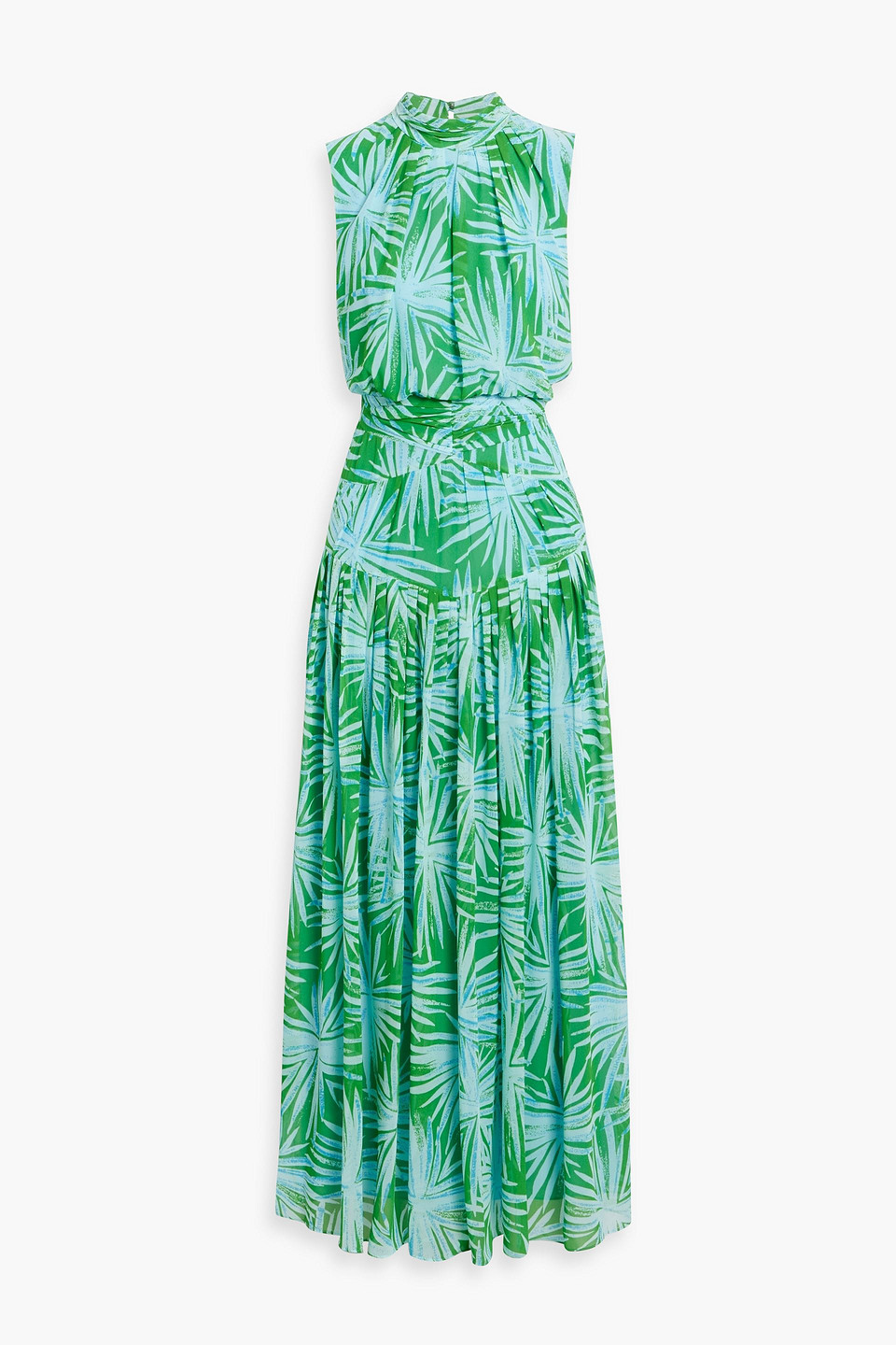 Menon pleated printed chiffon maxi dress