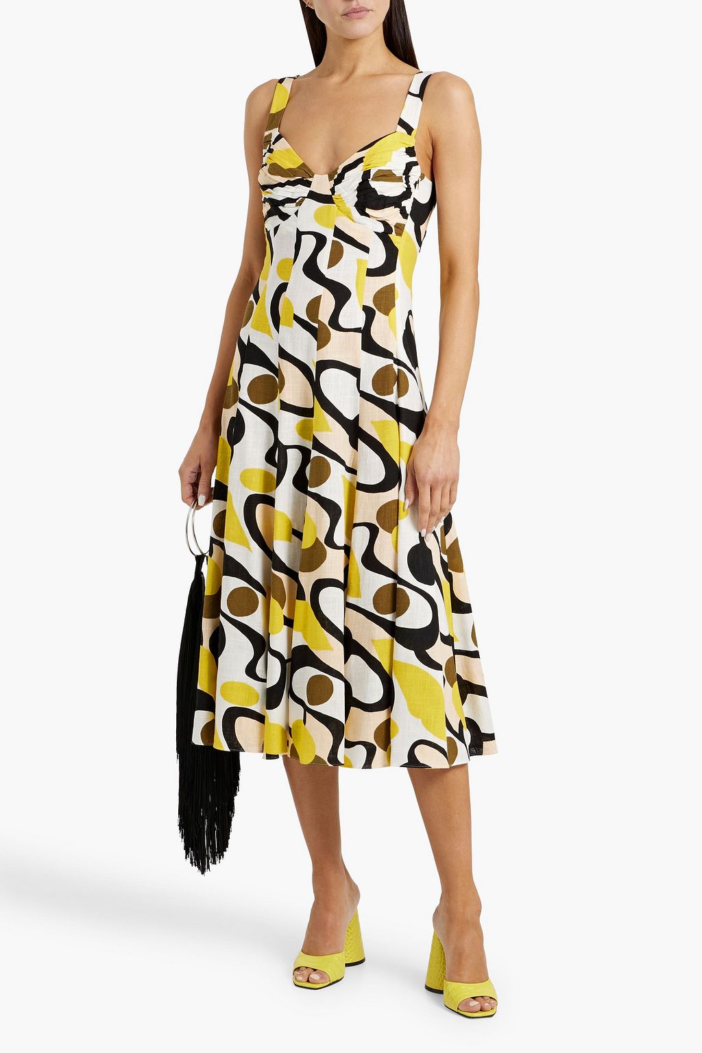 DIANE VON FURSTENBERG 織地 ミディワンピース プリント入り