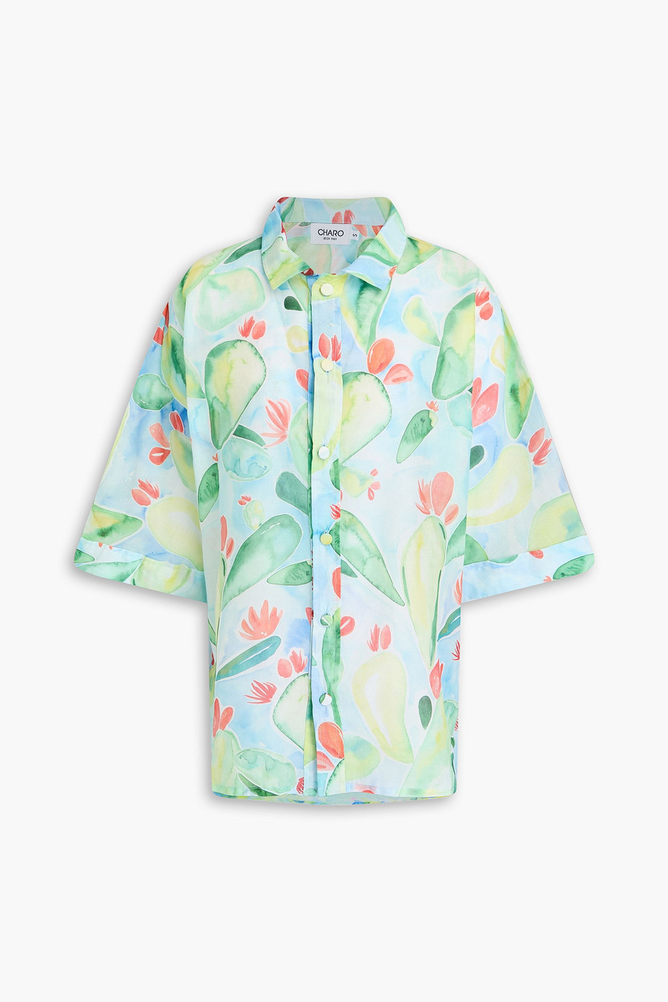 Charo Ruiz Pictor Printed Cotton-voile Shirt In Light Green