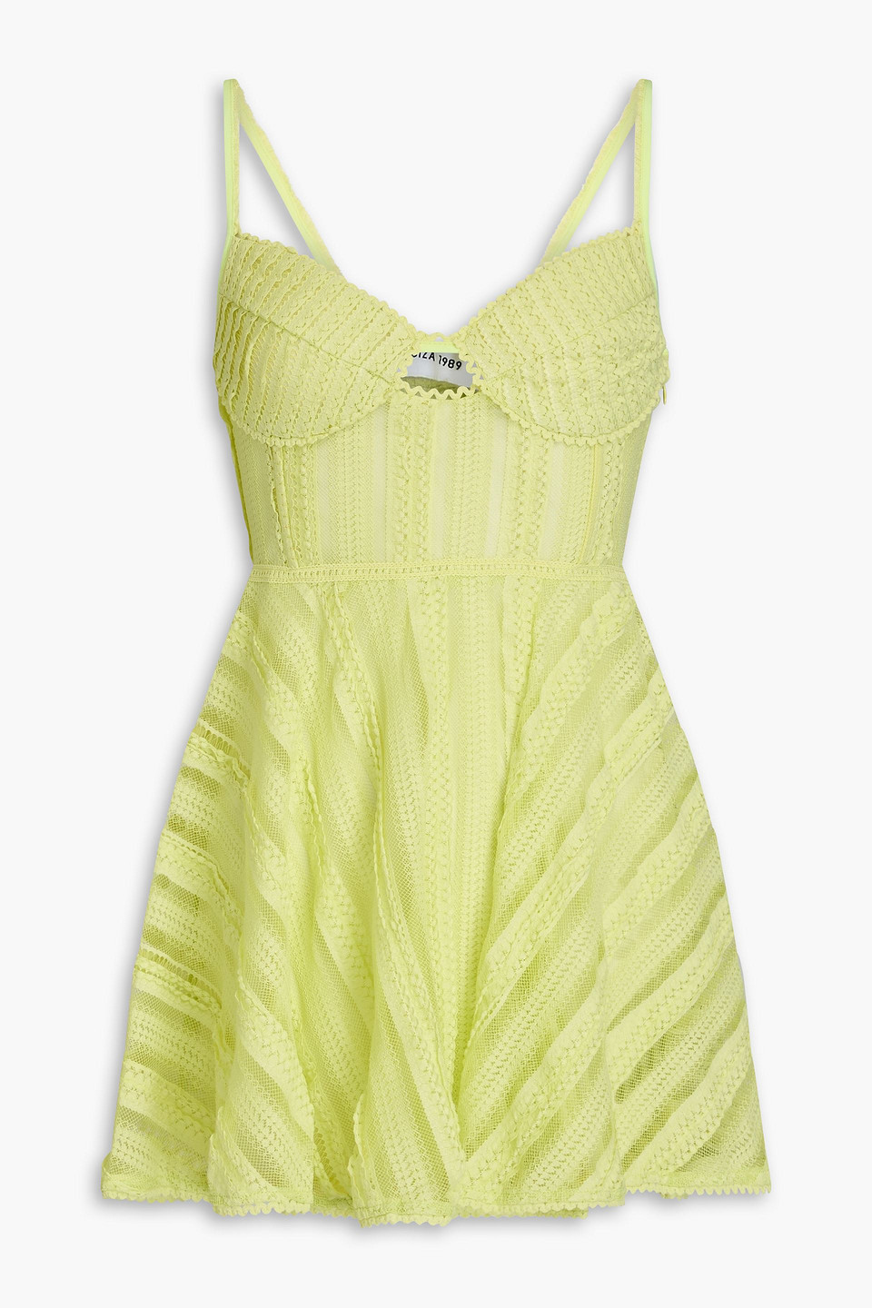 Charo Ruiz Limmey Cutout Stretch-lace Mini Dress In Light Green