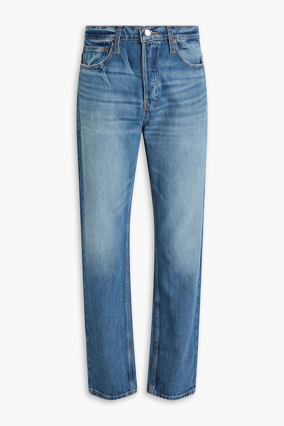 Frame The Straight Faded Denim Jeans In Mid Denim
