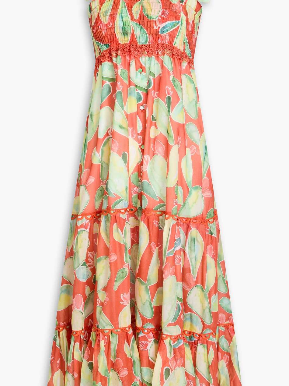 virgo tiered printed cotton-blend voile midi dress