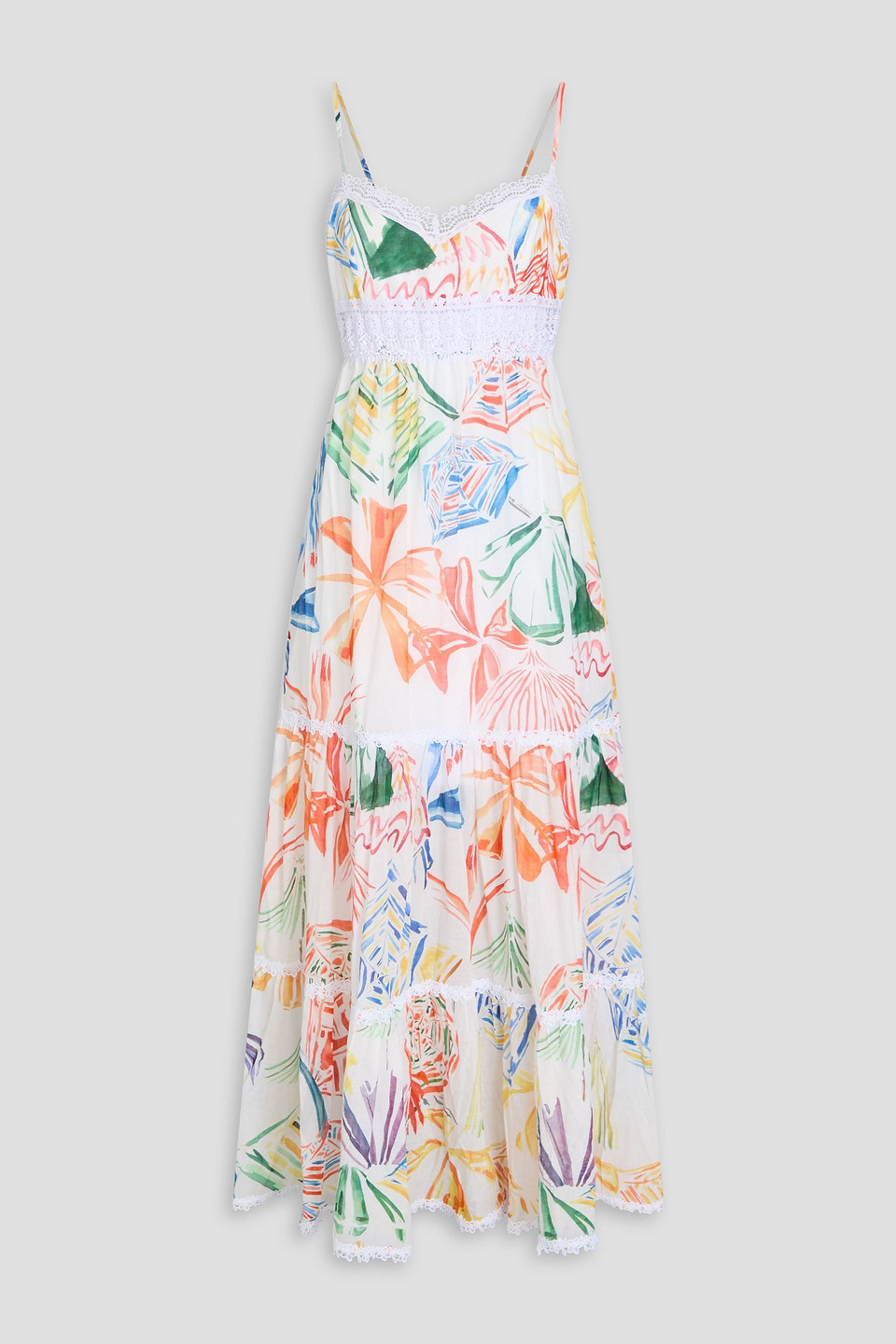 Charo Ruiz Phoenix Printed Cotton-blend Voile Maxi Dress In White