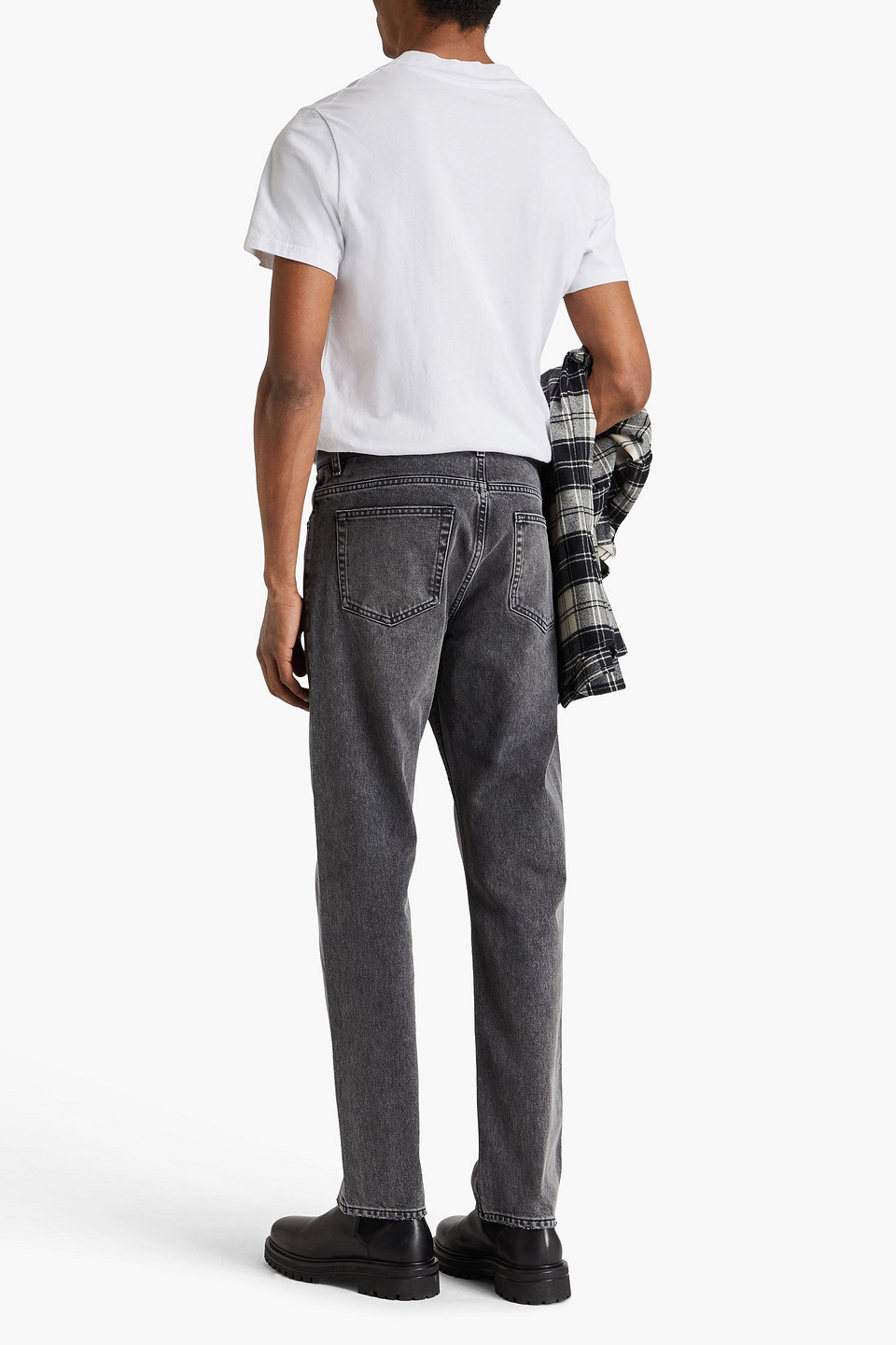Frame The Straight Faded Denim Jeans In Charcoal