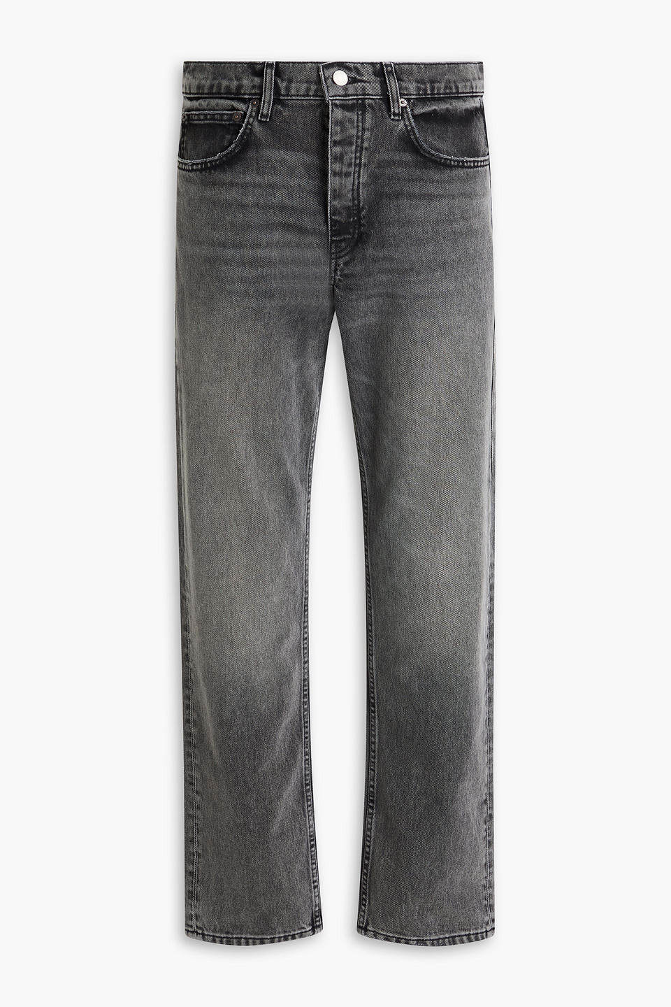 Frame The Straight Faded Denim Jeans In Charcoal