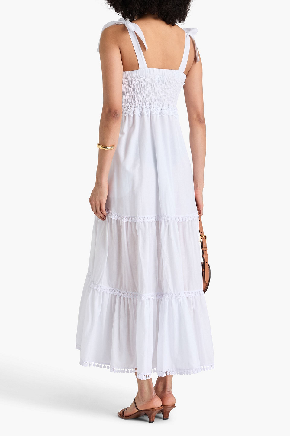Shop Charo Ruiz Delphinus Tiered Cotton-blend Voile Maxi Dress In White