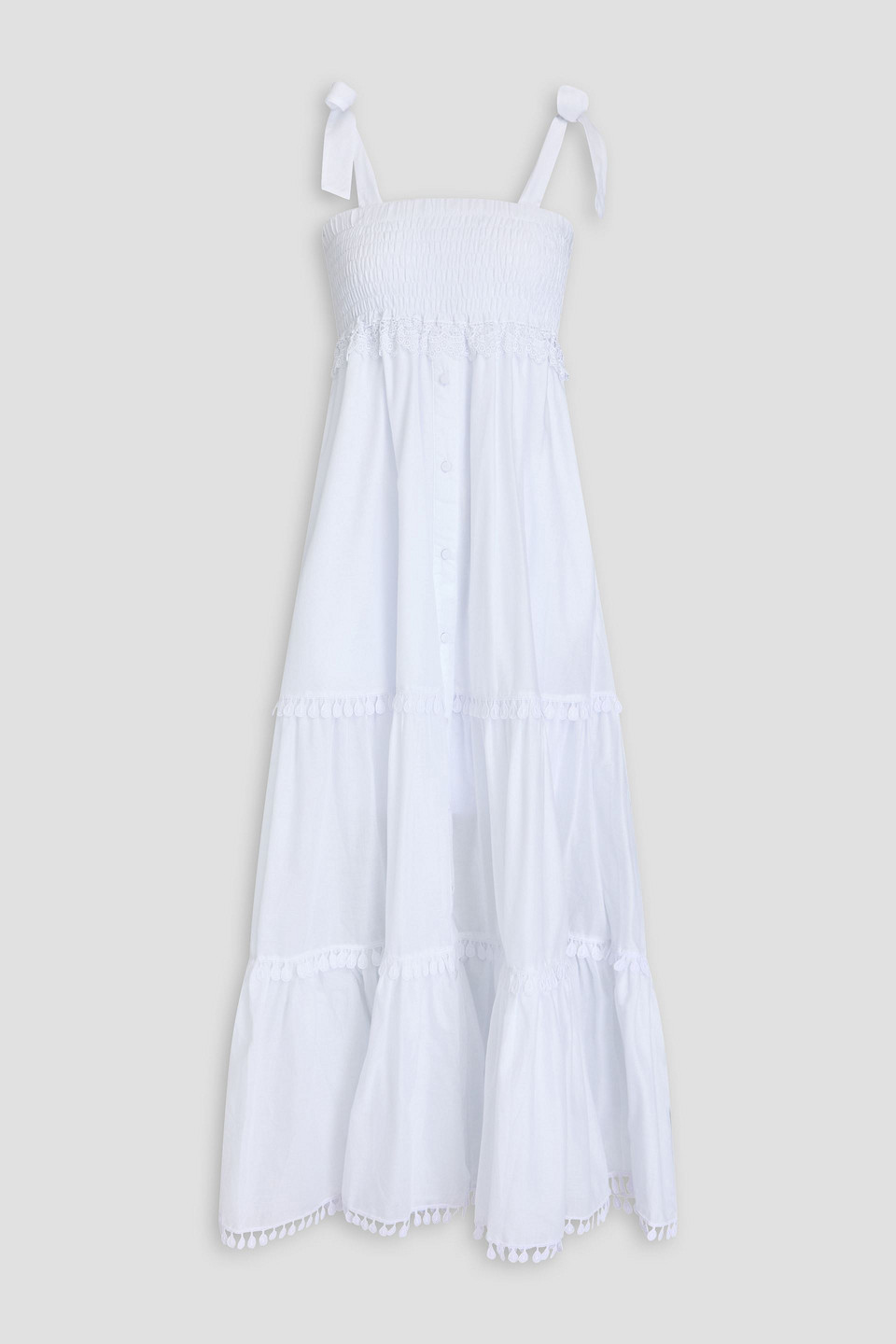 Charo Ruiz Delphinus Tiered Cotton-blend Voile Maxi Dress In White