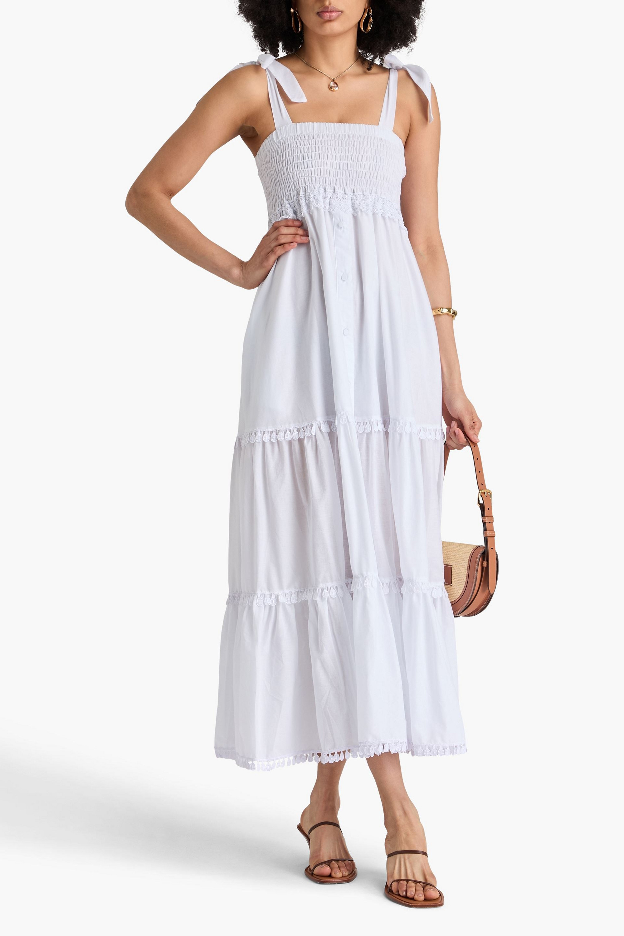 Charo Ruiz Ibiza Delphinus tiered cotton-blend voile maxi dress