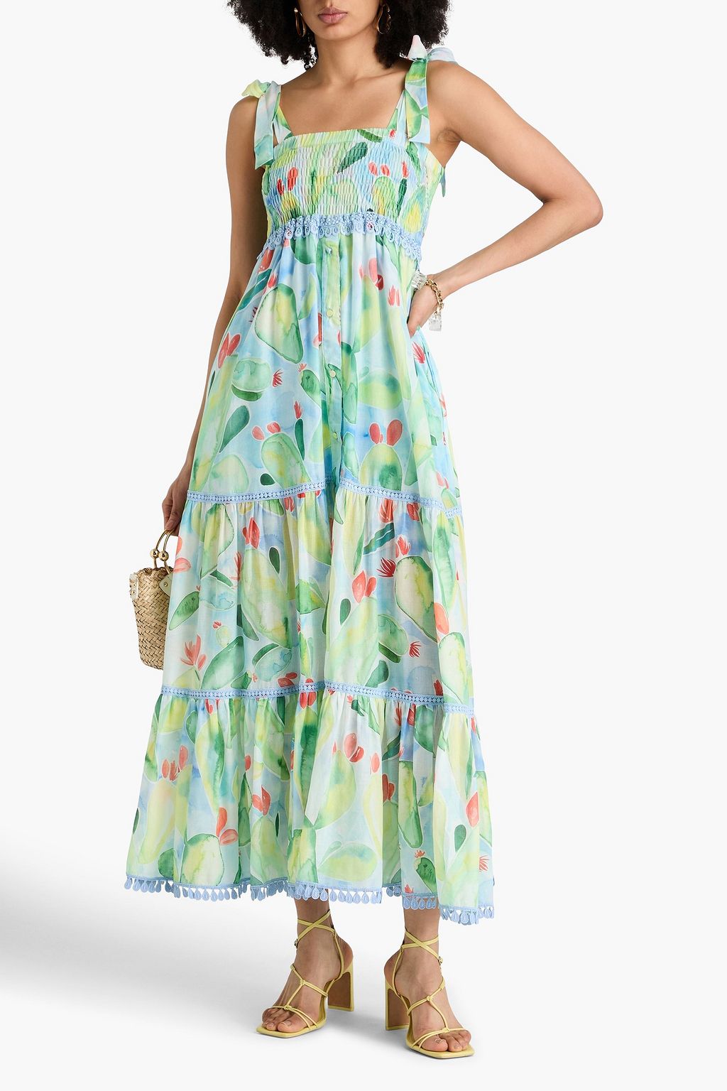 CHARO RUIZ IBIZA Delphinus tiered printed cotton-blend voile maxi dress