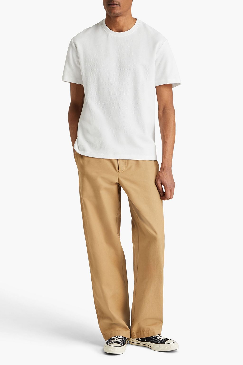 FRAME Waffle-knit cotton T-shirt
