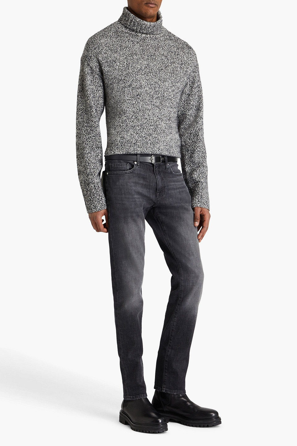 Frame L'homme Slim-fit Faded Denim Jeans In Charcoal