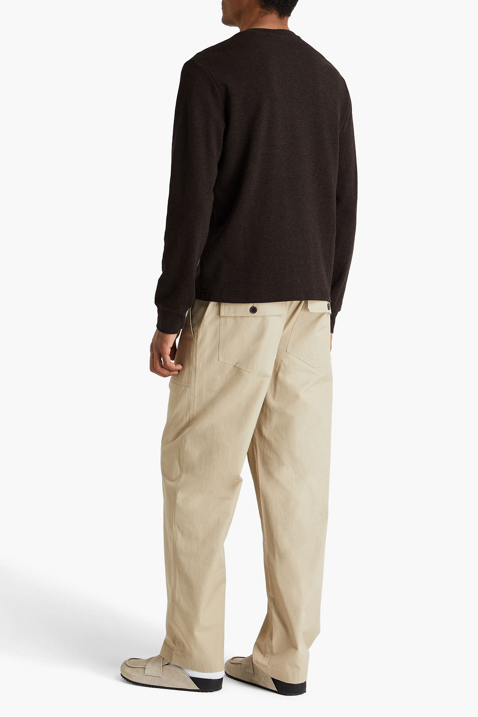 Frame Heather Duofold Long Sleeve Tee In Chocolate